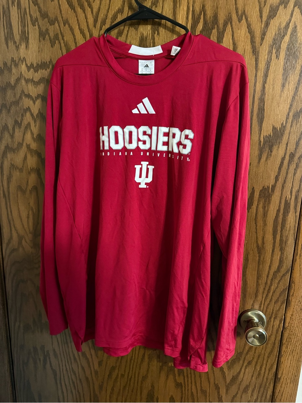 adidas Men’s Indiana Hoosiers Long Sleeve Shirt - Red & White
